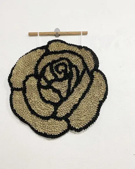 Tapeçaria de Parede Frufru Rosa Bege