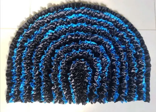 Tapete Frufru Azul, Preto e Grafite Antiderrapante