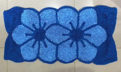 Tapete Frufru Flor Azul Antiderrapante