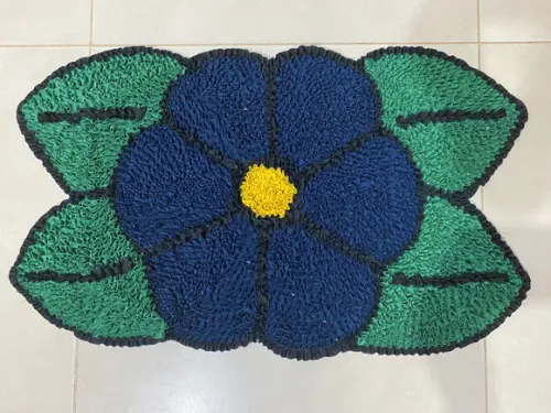 Tapete Frufru Flor Azul Antiderrapante