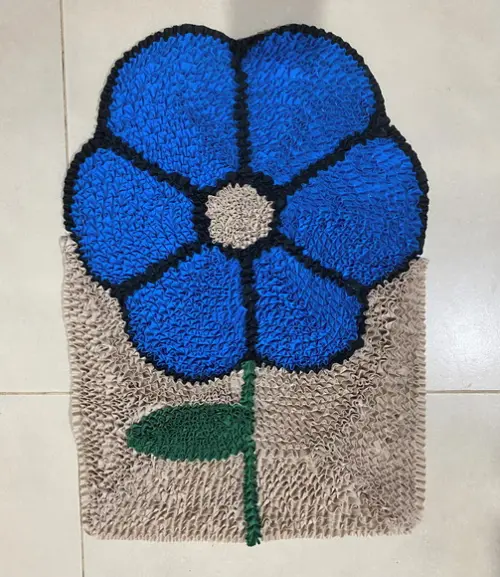 Tapete Frufru Flor Azul Antiderrapante