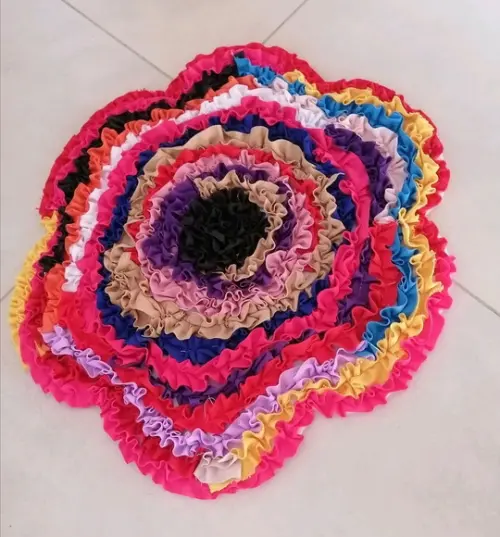 Tapete Frufru Flor Colorida Antiderrapante