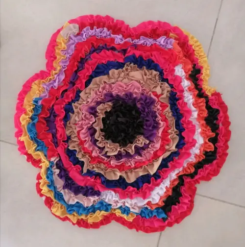 Tapete Frufru Flor Colorida Antiderrapante