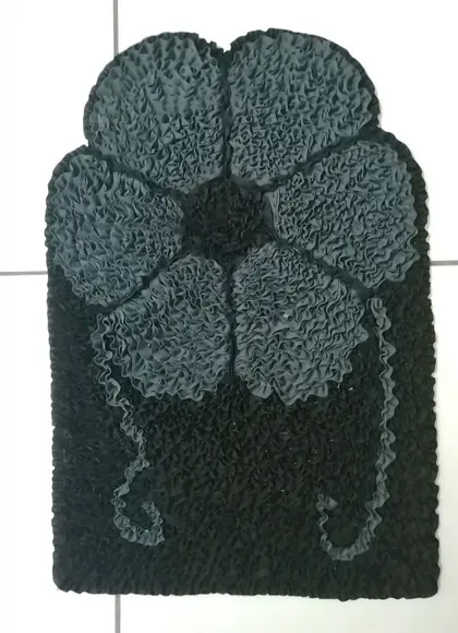 Tapete Frufru Flor Grafite Antiderrapante