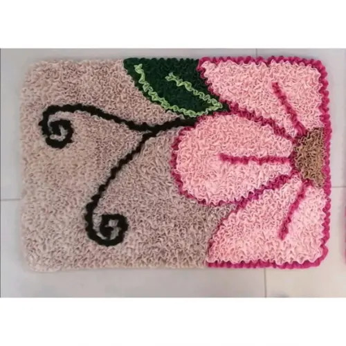 Tapete Frufru Flor Rosa Antiderrapante