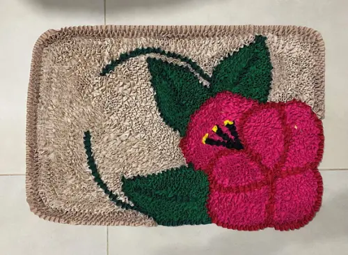 Tapete Frufru Flor Rosa Antiderrapante