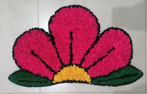 Tapete Frufru Flor Rosa Antiderrapante