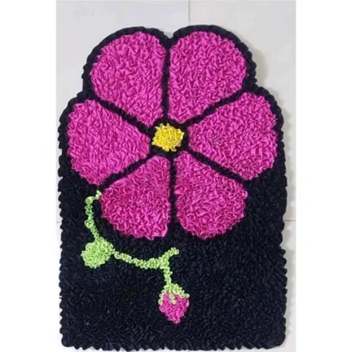 Tapete Frufru Flor Rosa Antiderrapante