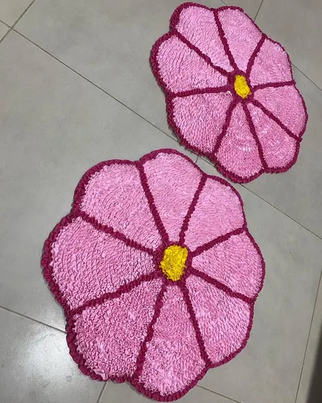 Tapete Frufru Flor Rosa Claro 60cm Antiderrapante