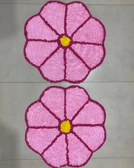 Tapete Frufru Flor Rosa Claro 60cm Antiderrapante