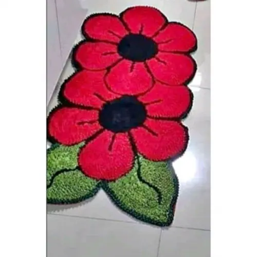 Tapete Frufru Flor Vermelha Antiderrapante