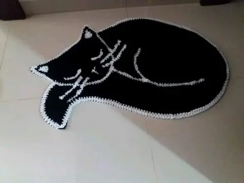 Tapete Frufru Gato Preto Antiderrapante