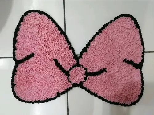 Tapete Frufru Laço Rosa Bebê Antiderrapante