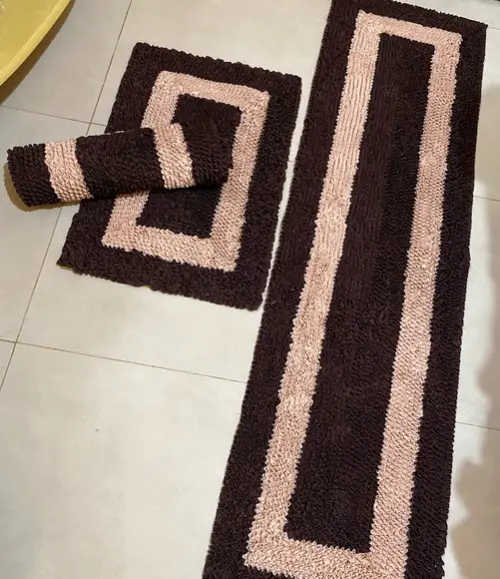 Tapete Frufru Marrom e Bege 1m50cm Antiderrapante