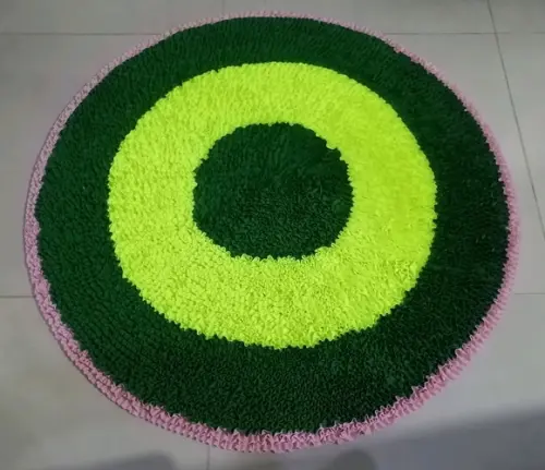 Tapete Frufru Redondo Verde Escuro e Verde Claro 80cm x 80cm