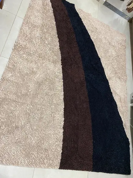 Tapete Frufru Sala 1m60cmx2m10cm Preto, Bege e Marrom Antid.