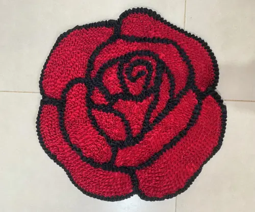 Tapete Frufru Rosa Vermelha Antiderrapante