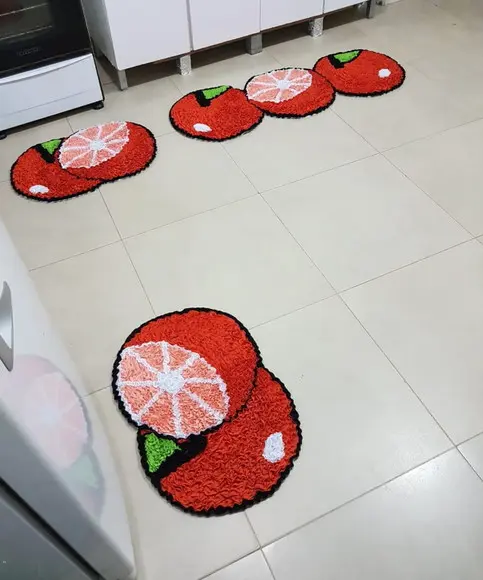 Tapetes de Laranjas em Frufru Antiderrapente
