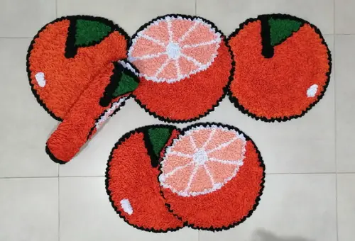 Tapetes de Laranjas em Frufru Antiderrapente