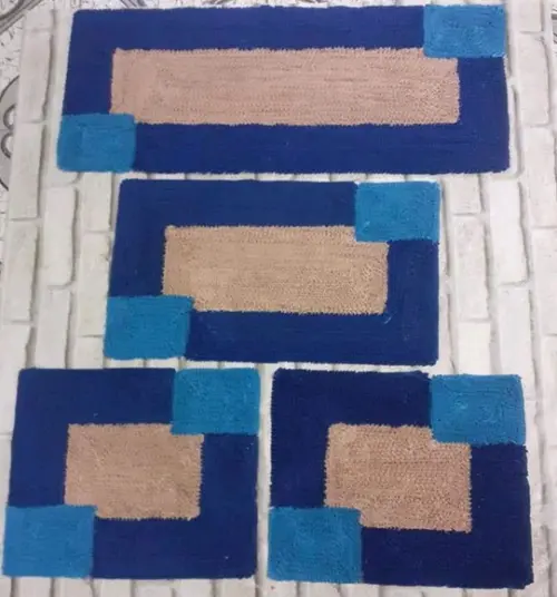 Tapetes Frufru Azul Simples Antiderrapante