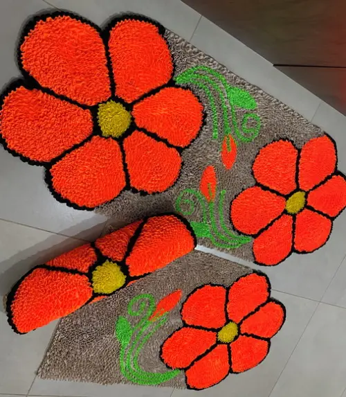 Tapetes Flor Laranja Pass. 1m30cm x 55cm e Peqs 90cmx55cm