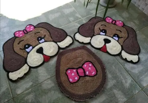 Tapetes Frufru Banheiro Cachorras Antiderrapante