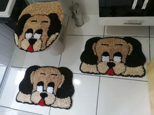 Tapetes Frufru Banheiro Cachorro Antiderrapante