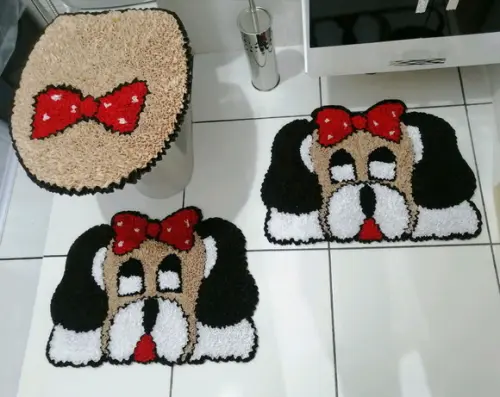 Tapetes Frufru Banheiro Cachorras Antiderrapante
