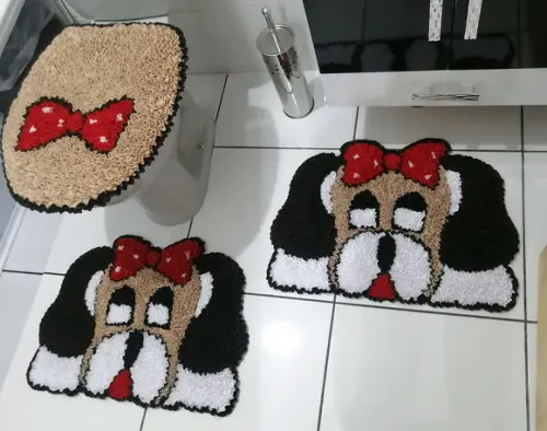 Tapetes Frufru Banheiro Cachorras Antiderrapante