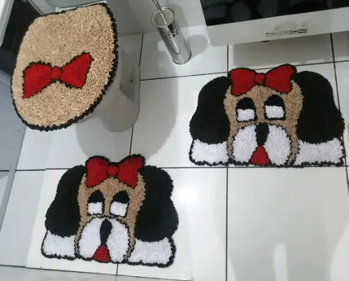 Tapetes Frufru Banheiro Cachorras Antiderrapante