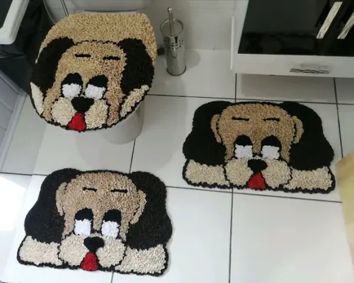 Tapetes Frufru Banheiro Cachorro Antiderrapante