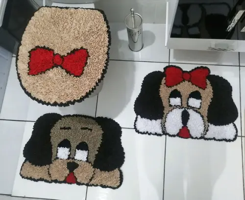 Tapetes Frufru Banheiro Cachorro/Cachorra Antiderrapante