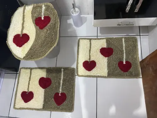 Tapetes Frufru Banheiro Corações Antiderrapante