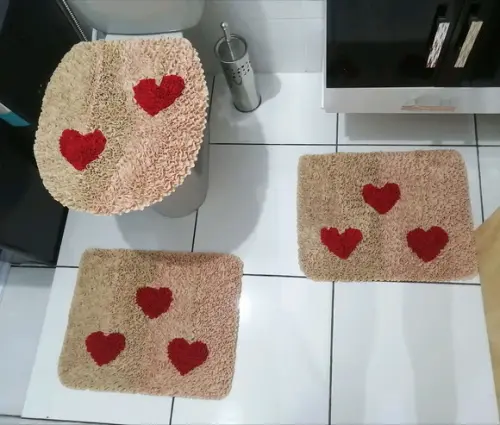 Tapetes Frufru Banheiro Corações Antiderrapante