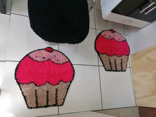 Tapetes Frufru Banheiro Cupcake Antiderrapante