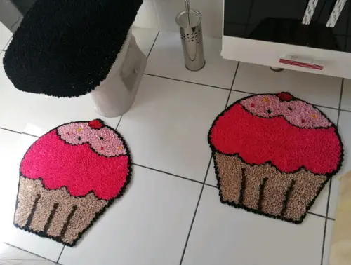 Tapetes Frufru Banheiro Cupcake Antiderrapante