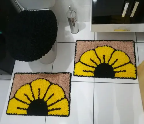 Tapetes Frufru Banheiro Flor Amarela Antiderrapante