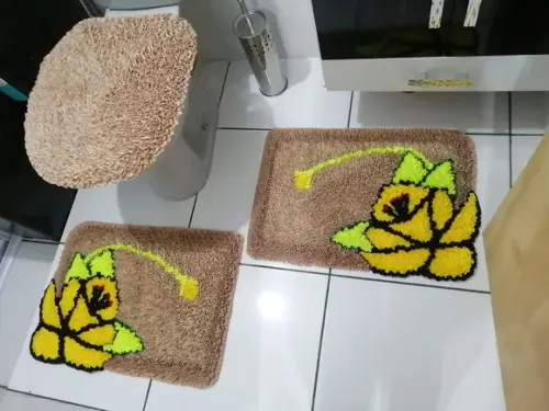 Tapetes Frufru Banheiro Flor Amarela Antiderrapante