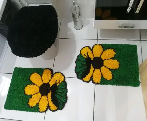 Tapetes Frufru Banheiro Flor Amarela Antiderrapante