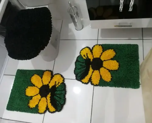Tapetes Frufru Banheiro Flor Amarela Antiderrapante