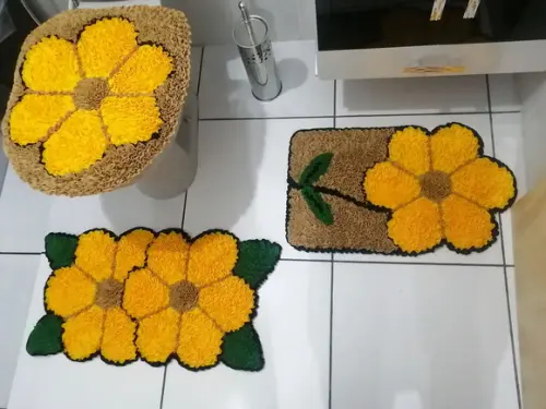 Tapetes Frufru Banheiro Flor Amarela Antiderrapante