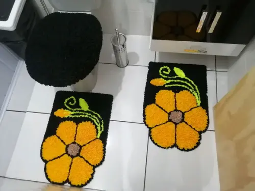 Tapetes Frufru Banheiro Flor Amarela Antiderrapante