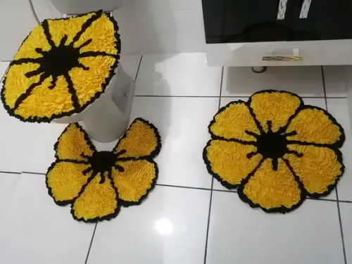 Tapetes Frufru Banheiro Flor Amarela Antiderrapante