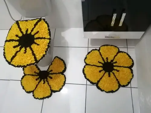 Tapetes Frufru Banheiro Flor Amarela Antiderrapante