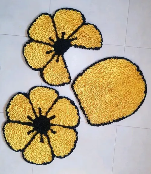 Tapetes Frufru Banheiro Flor Amarela Antiderrapante
