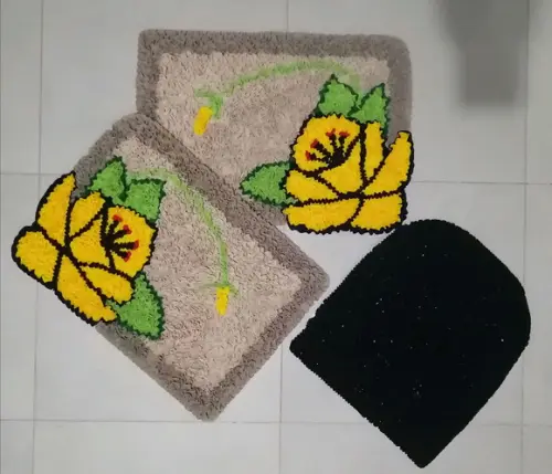 Tapetes Frufru Banheiro Flor Amarela Antiderrapante