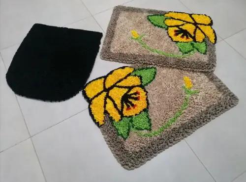 Tapetes Frufru Banheiro Flor Amarela Antiderrapante