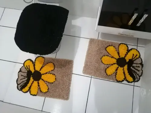 Tapetes Frufru Banheiro Flor Borboleta Antiderrapante