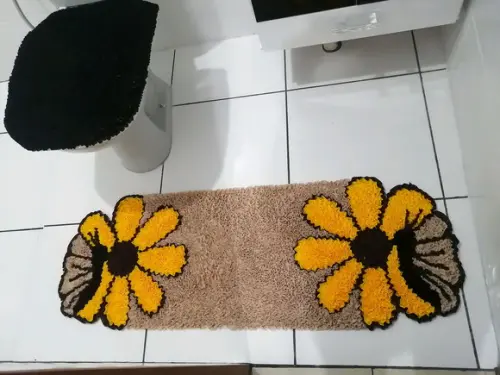 Tapetes Frufru Banheiro Flor Borboleta Antiderrapante
