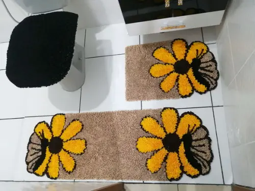 Tapetes Frufru Banheiro Flor Borboleta Antiderrapante